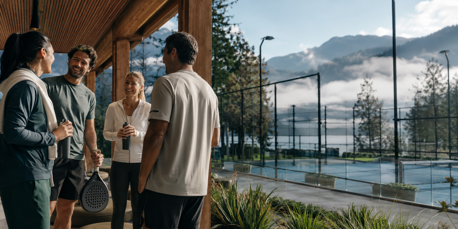Players enjoying padel at JackpotCity Padel in Vancouver